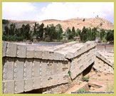 Lying where it fell, an enormous broken stela at Aksum UNESCO world heritage site, Ethiopia